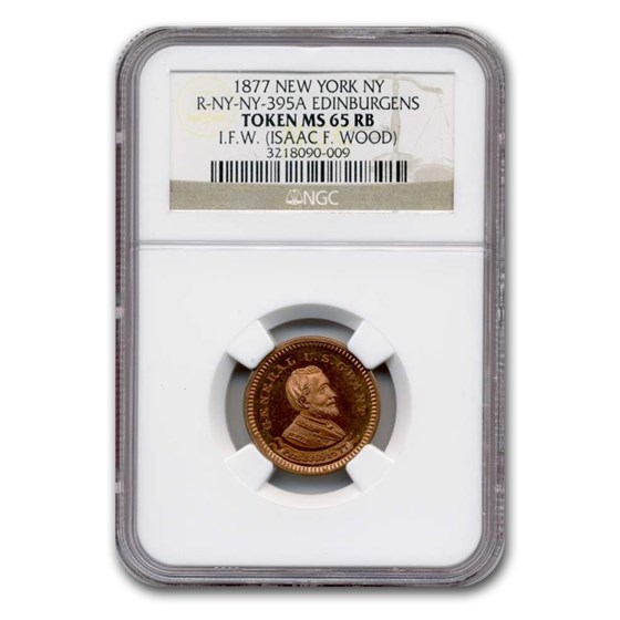 1877 New York Token MS-65 NGC (RB, R-NY 395A Edinburgens) 1877 New York Token MS-65 NGC (RB, R-NY 395A Edinburgens)